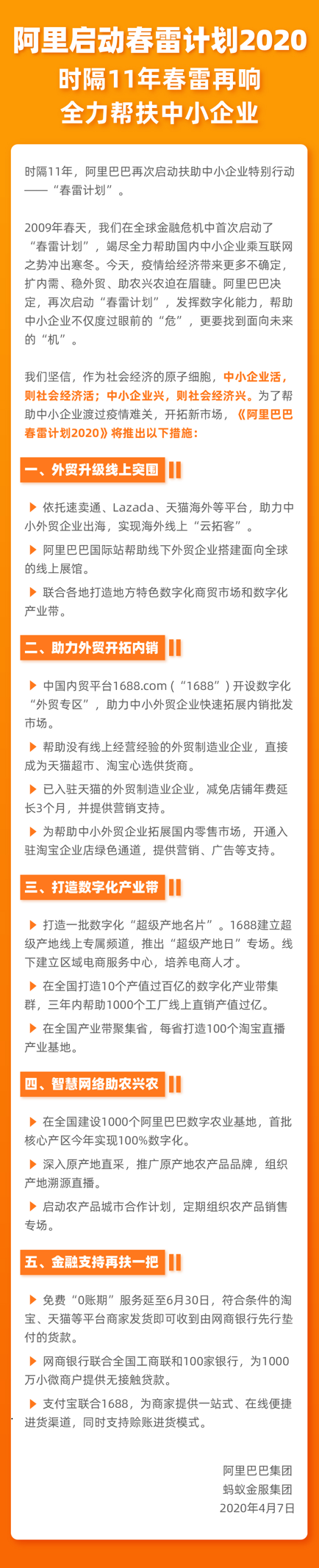 阿里重啟“春雷計(jì)劃” 16項(xiàng)措施扶助中小企業(yè)