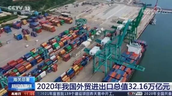 2020年貨物貿(mào)易進(jìn)出口總值32.16萬億元人民幣，同比增長(zhǎng)1.9%
